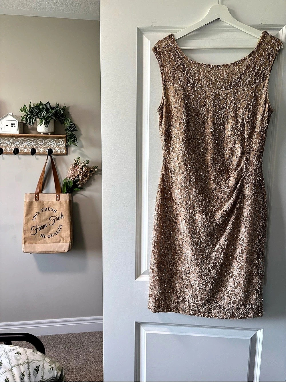 Laura Champagne Lace Cocktail Dress